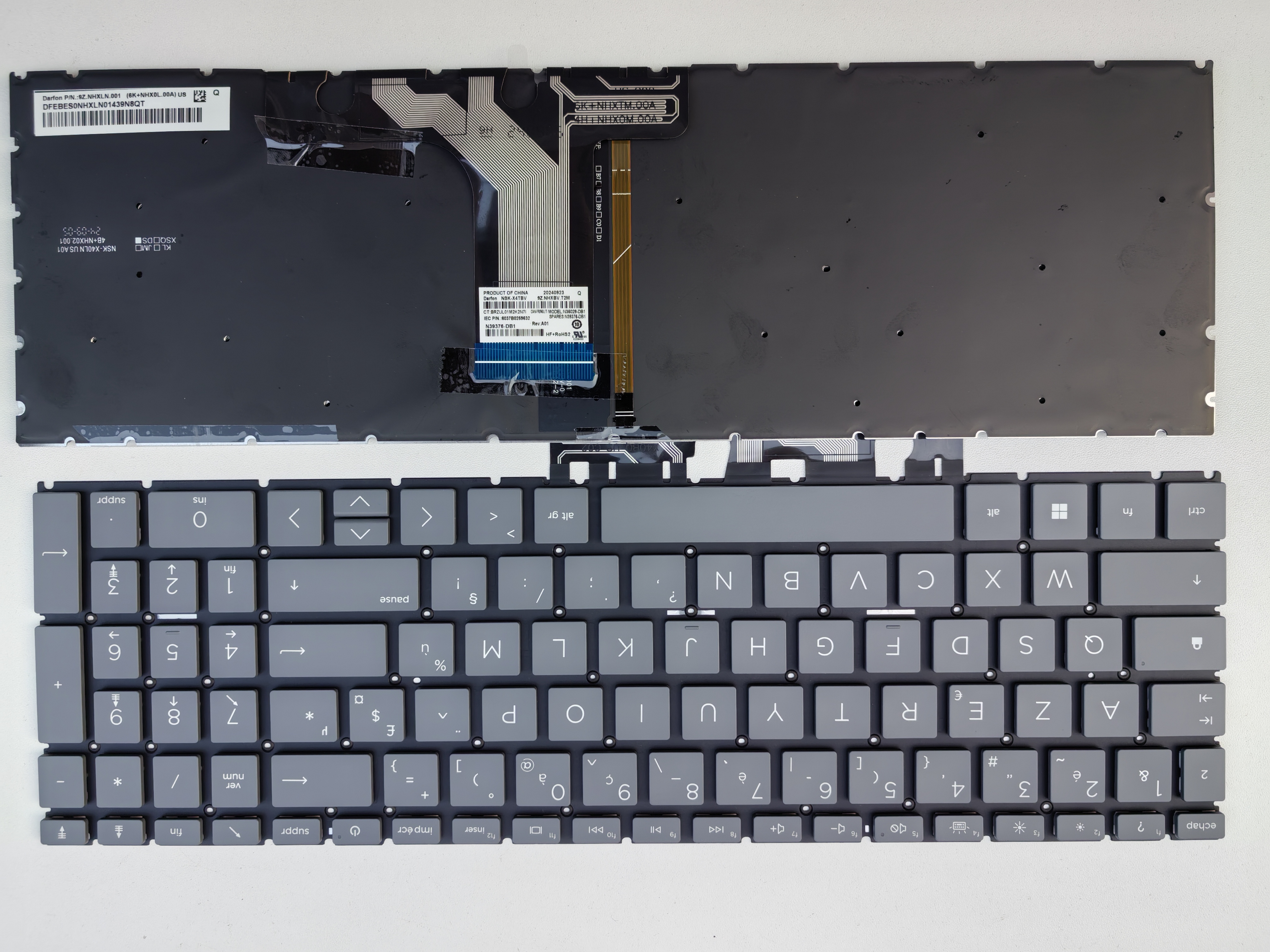 Picture of New Replacement Laptop Keyboard For HP 15-EG/small carriage return/15-EH/15-ER/15M-EH/17-CN/17-CP Grey Backlit FR Layout